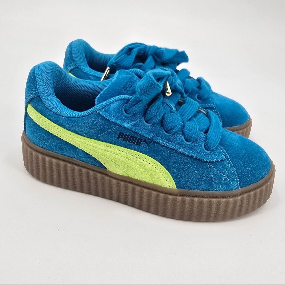 Puma x Fenty Kids Creeper Phatty Speed Vibrant Blue Lime Sneakers Size 2C NWOB